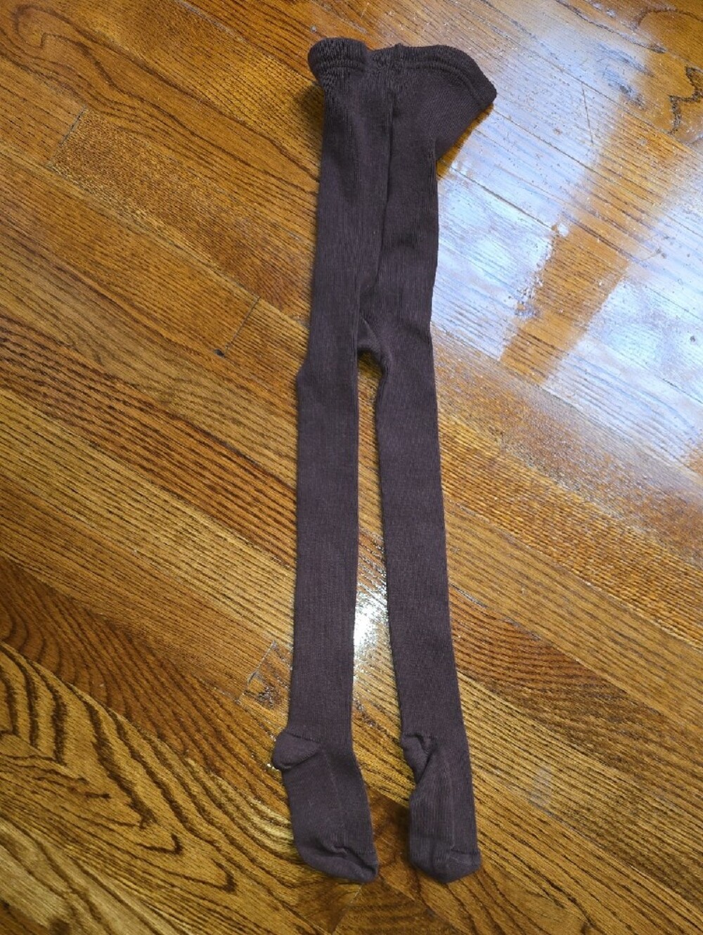 NEW Hanna Andersson Brown Ribbed Kids Tights Size 90 / 3 - Picture 2 of 4